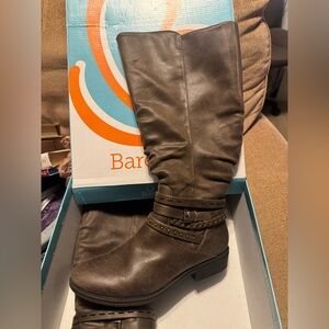 BareTraps Over-the-Knee Brown Braided Strap Boots